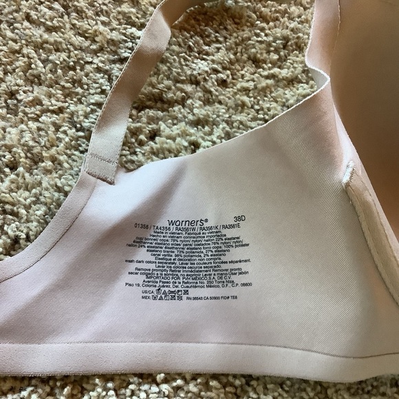 Warner's/ No Side Effects Underarm-Smoothing Comfort T-Shirt Bra / size 38D - Picture 5 of 8